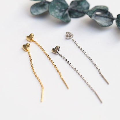 Gold Heart Threader Earrings