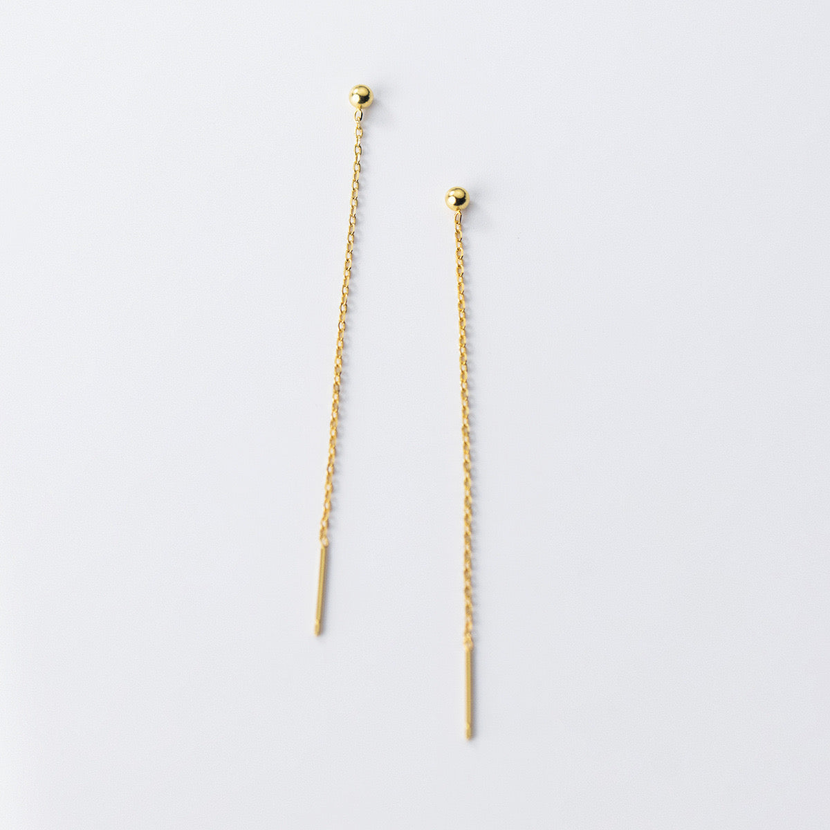 Ball Drop Chain Threader Earrings