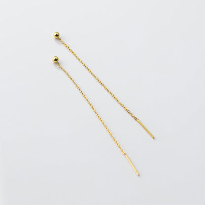 Ball Drop Chain Threader Earrings