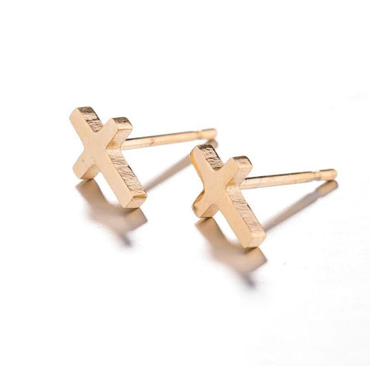 Cross Symbol Studs Earrings