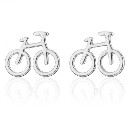 Silver Bicycle Ear Studs