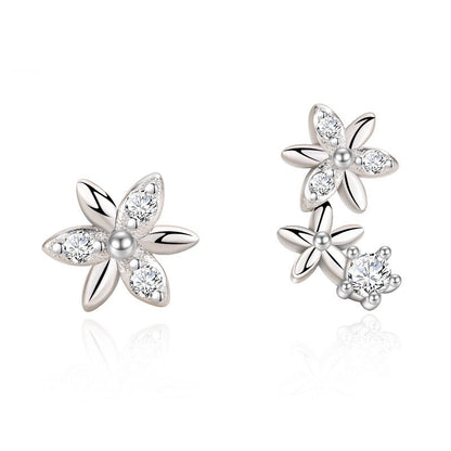 Silver Little Flower Mismatched Ear Studs
