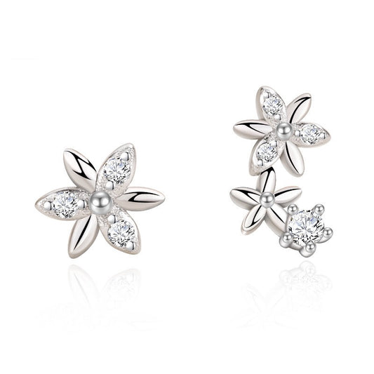 Silver Little Flower Mismatched Ear Studs