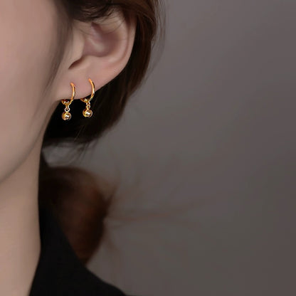 Gold Ball Hoop Earrings