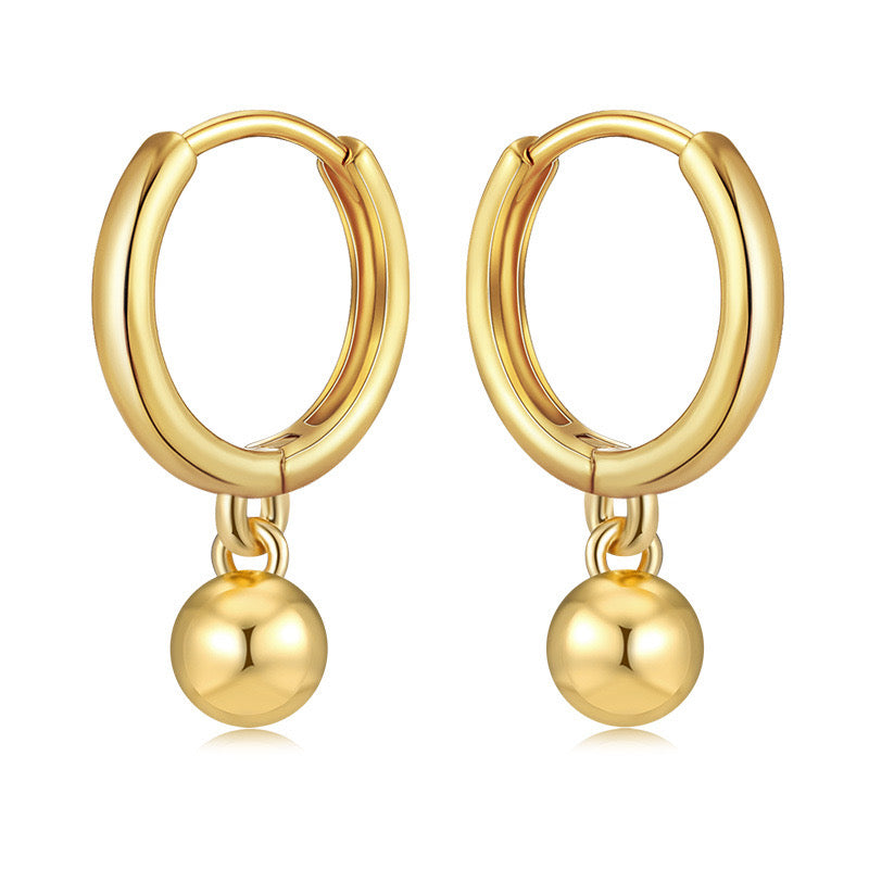 Gold Ball Hoop Earrings