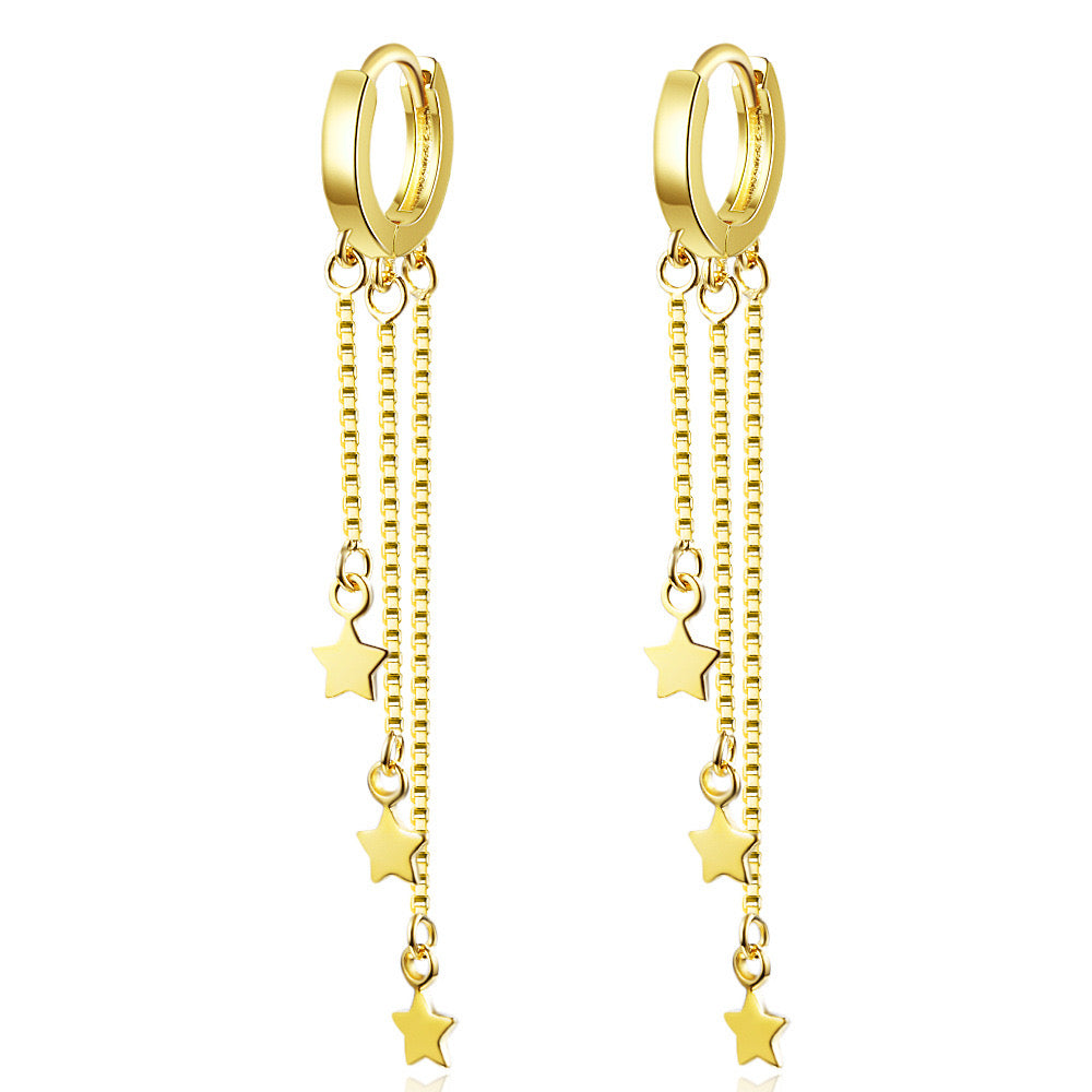 Star Dangle Hoop Earrings