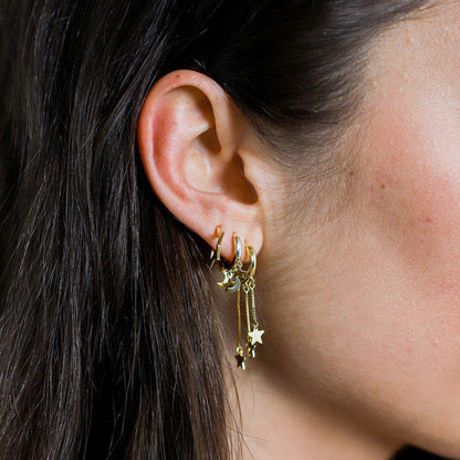 Star Dangle Hoop Earrings