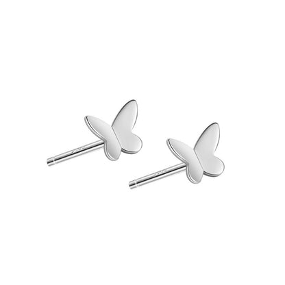 Tiny Silver Butterfly Ear Studs