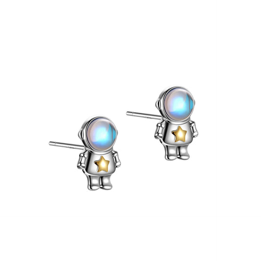 Spaceman Moonstone Ear Studs