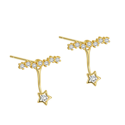 Gold Star Ear Jacket Dangle Earrings