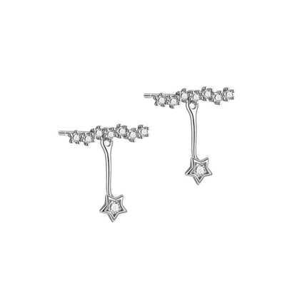 Gold Star Ear Jacket Dangle Earrings
