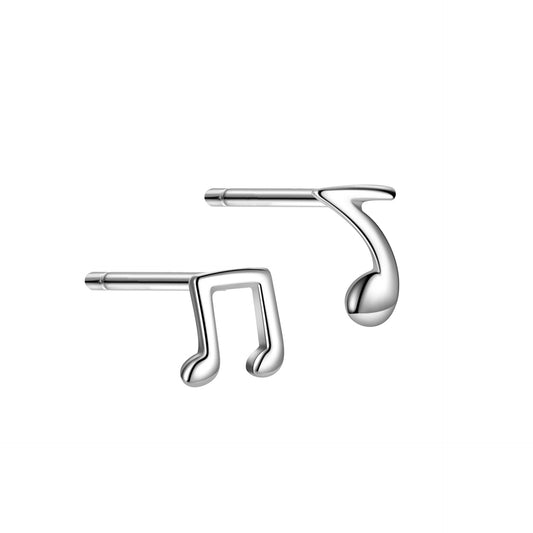 Silver Music Note Ear Studs