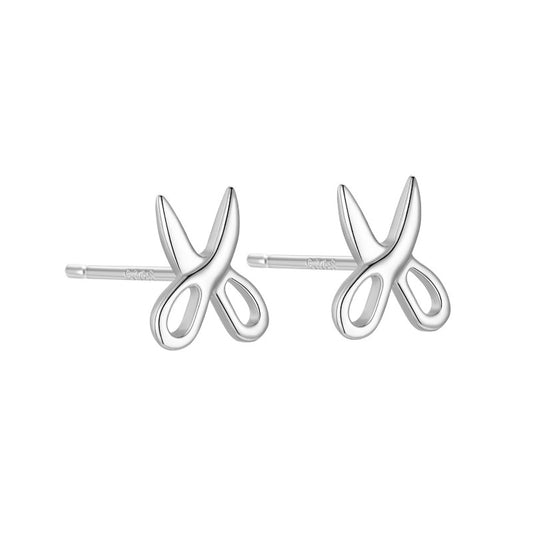 Silver Scissors Ear Studs