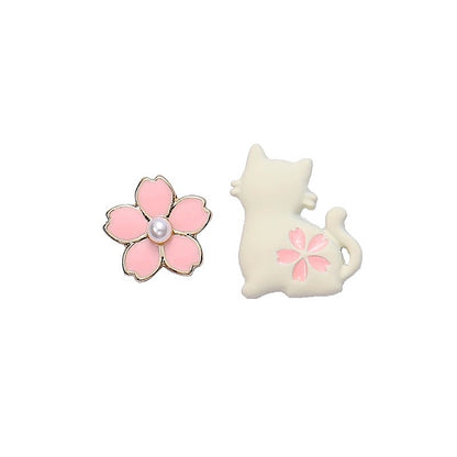Cat and Sakura Ear Studs