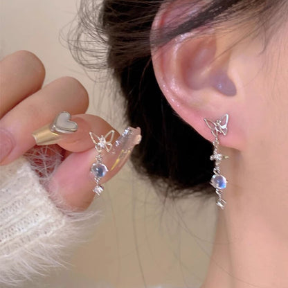 Butterfly Moonstone Mismatched Earrings