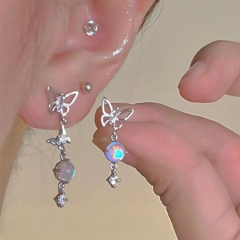 Butterfly Moonstone Mismatched Earrings