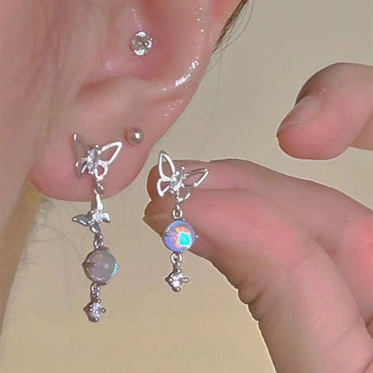 Butterfly Moonstone Mismatched Earrings