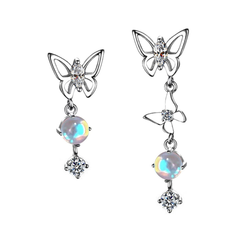 Butterfly Moonstone Mismatched Earrings