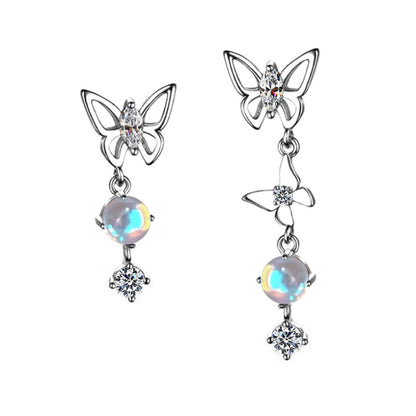 Butterfly Moonstone Mismatched Earrings