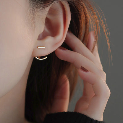 Silver Smile Ear Jacket Earrings