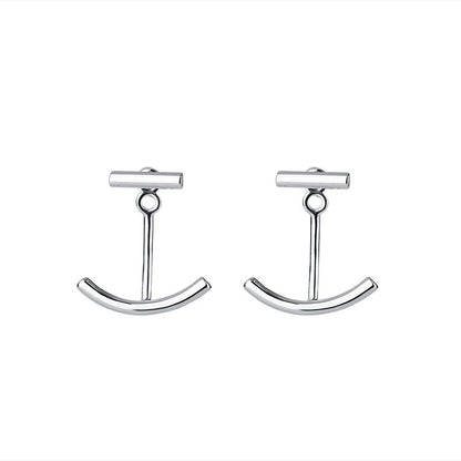Silver Smile Ear Jacket Earrings