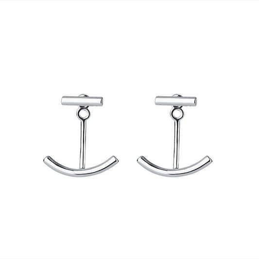 Silver Smile Ear Jacket Earrings
