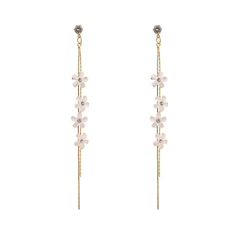 White Flower Dangle Earrings