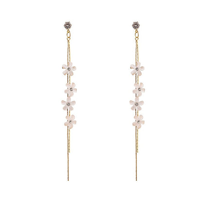 White Flower Dangle Earrings