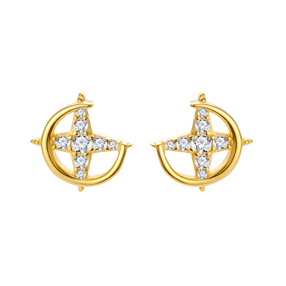 Dainty Moon and Star Ear Studs