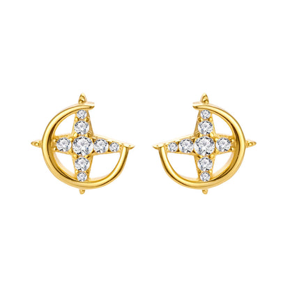 Dainty Moon and Star Ear Studs