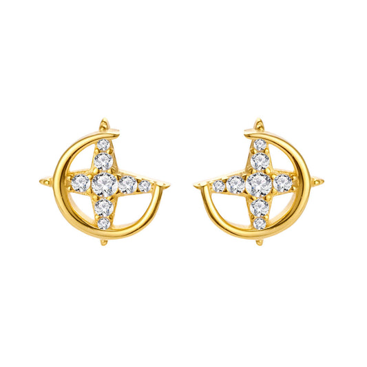 Dainty Moon and Star Ear Studs