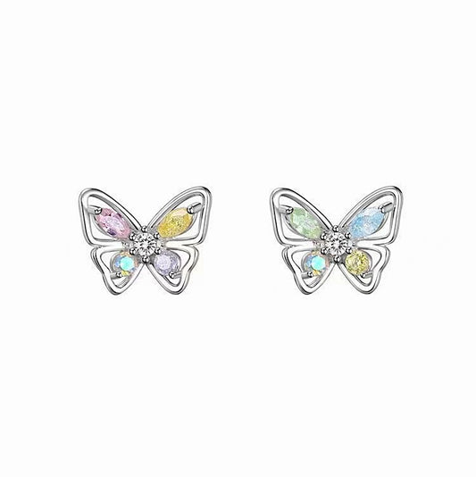 Colorful Gems Butterfly Ear Studs