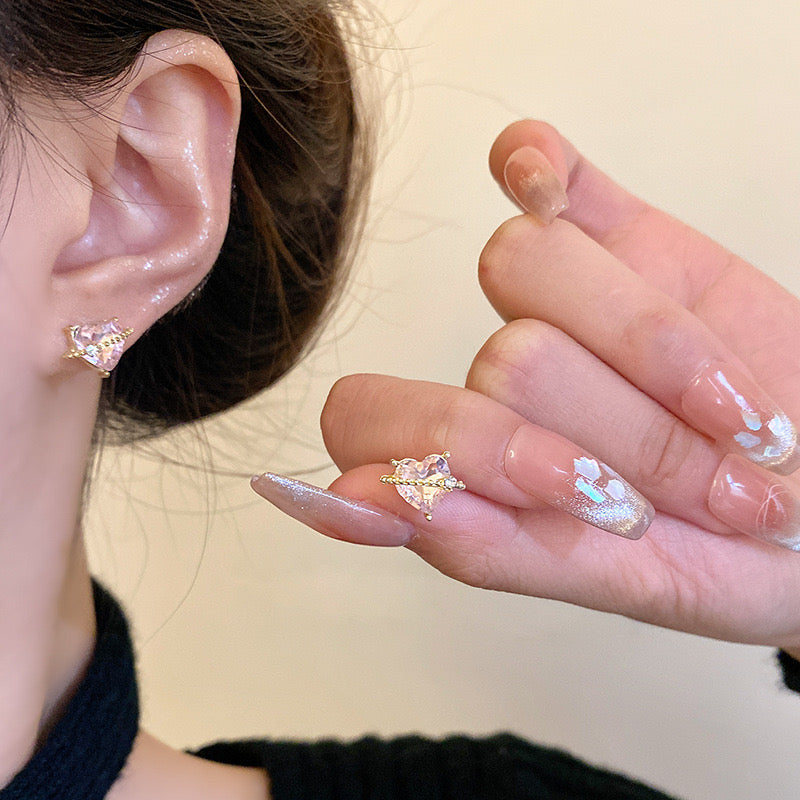Tiny Pink Gem Ear Studs