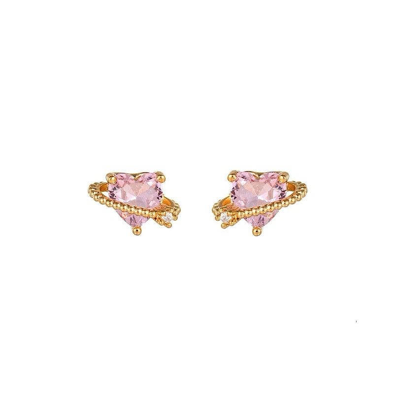 Tiny Pink Gem Ear Studs