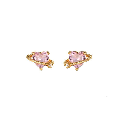 Tiny Pink Gem Ear Studs