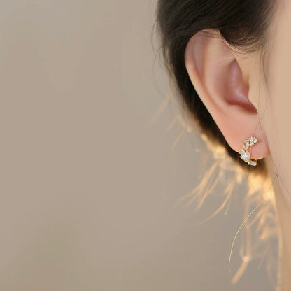 Gold Moon Crystal Ear Studs