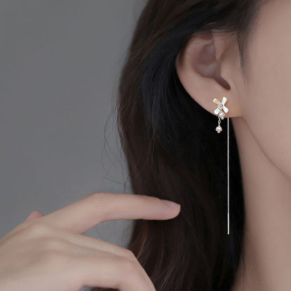 Flower Dangle Threader Earrings