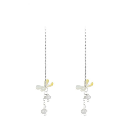 Flower Dangle Threader Earrings