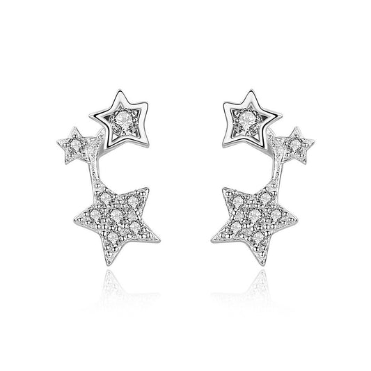 Set of 2 Triple Stars Ear Climbers