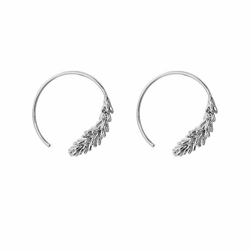 Silver Feather Hoop Earrings