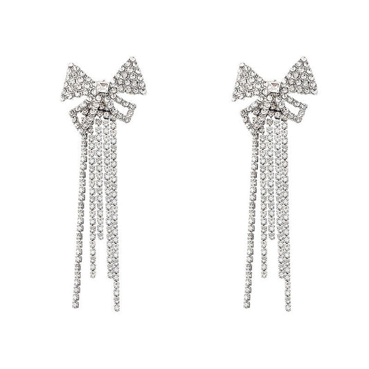 Silver Bowtie Dangle Earrings