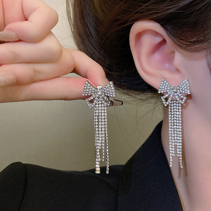 Silver Bowtie Dangle Earrings