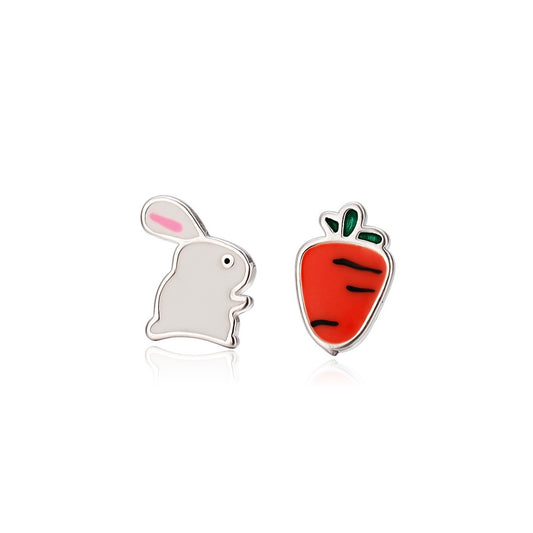 Rabbit and Carrot Ear Studs