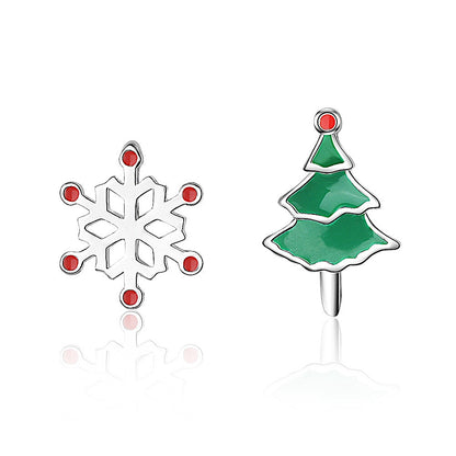 Christmas Tree and Snowflake Ear Studs