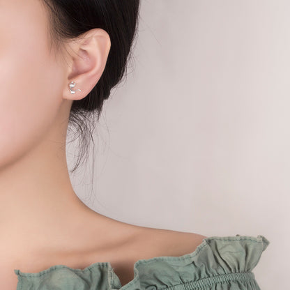 Silver Cat Studs Earrings