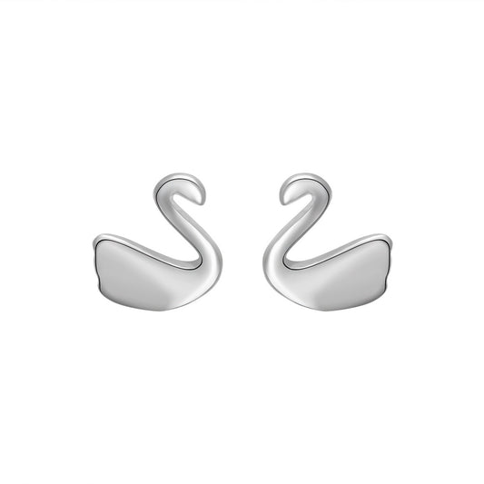 Silver Swan Ear Studs