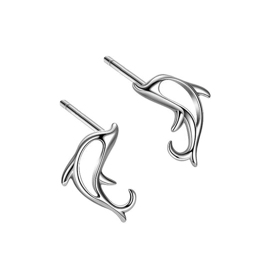 Silver Dolphin Studs Earrings