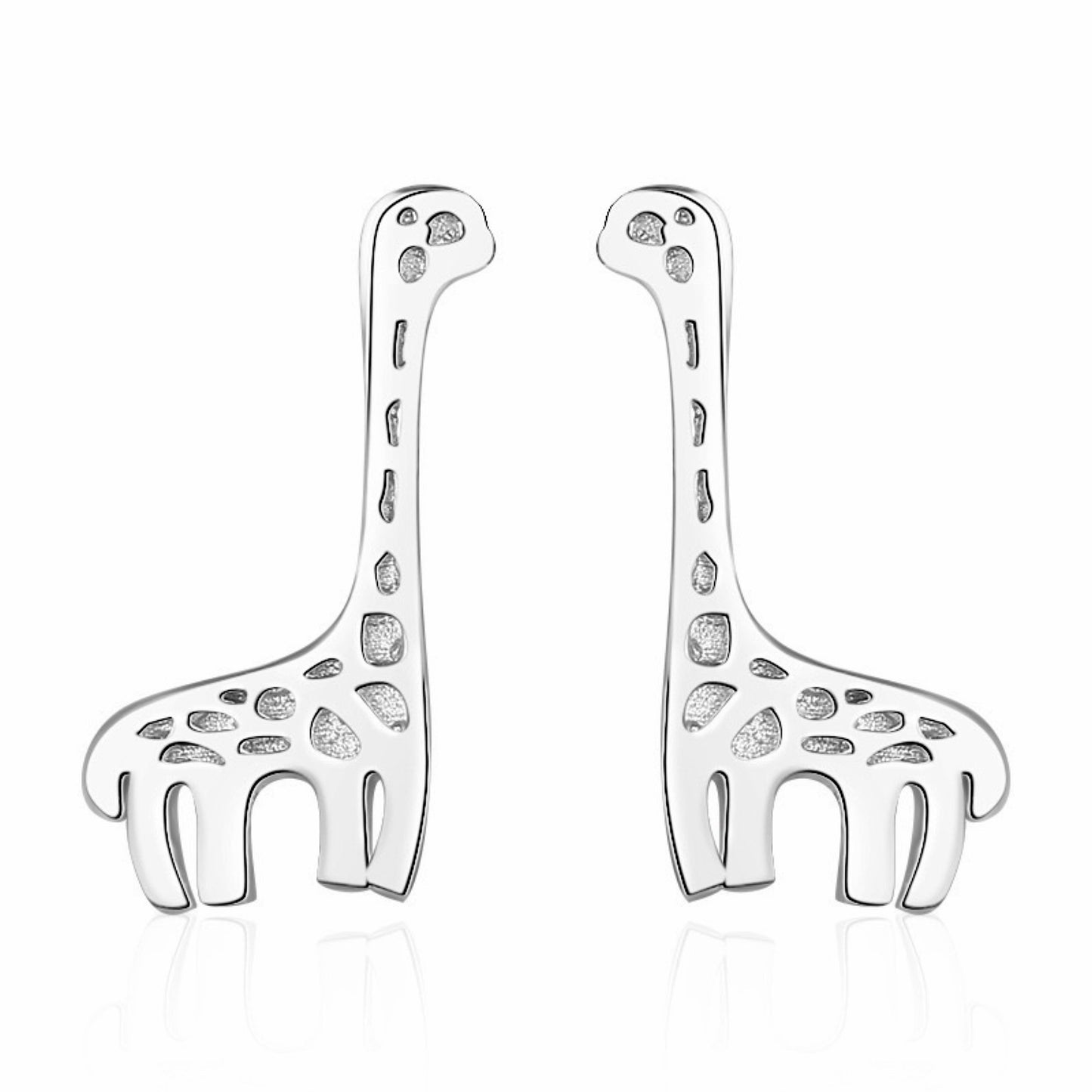 Silver Giraffe Ear Studs