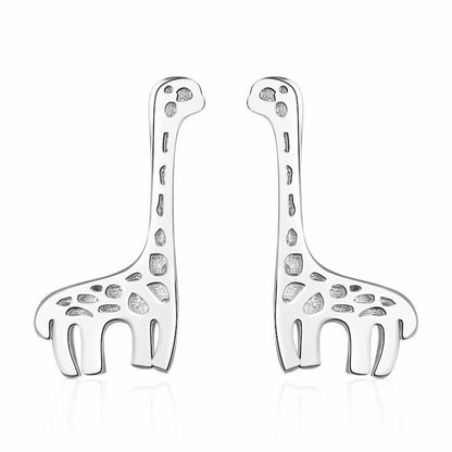 Silver Giraffe Ear Studs