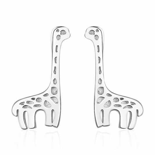 Silver Giraffe Ear Studs